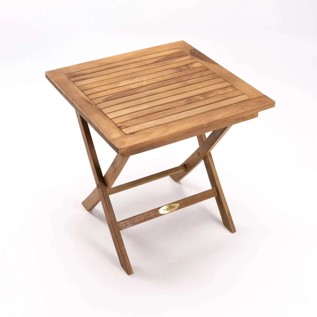 50cm SQUARE TEAK FOLDING SIDE TABLE - Image 4