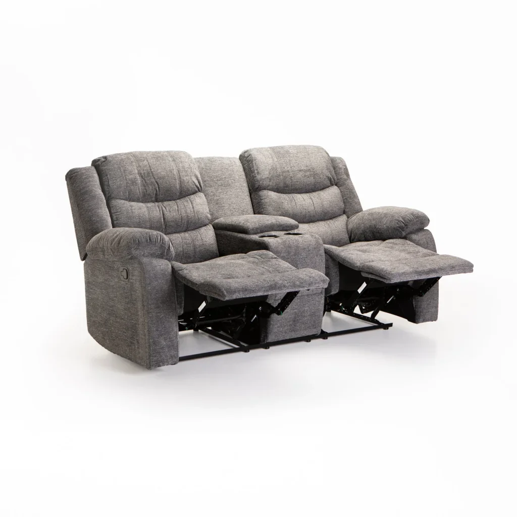 BAZ FABRIC 2 SEATER RECLINER WITH CONSOLE - GREY - Image 2