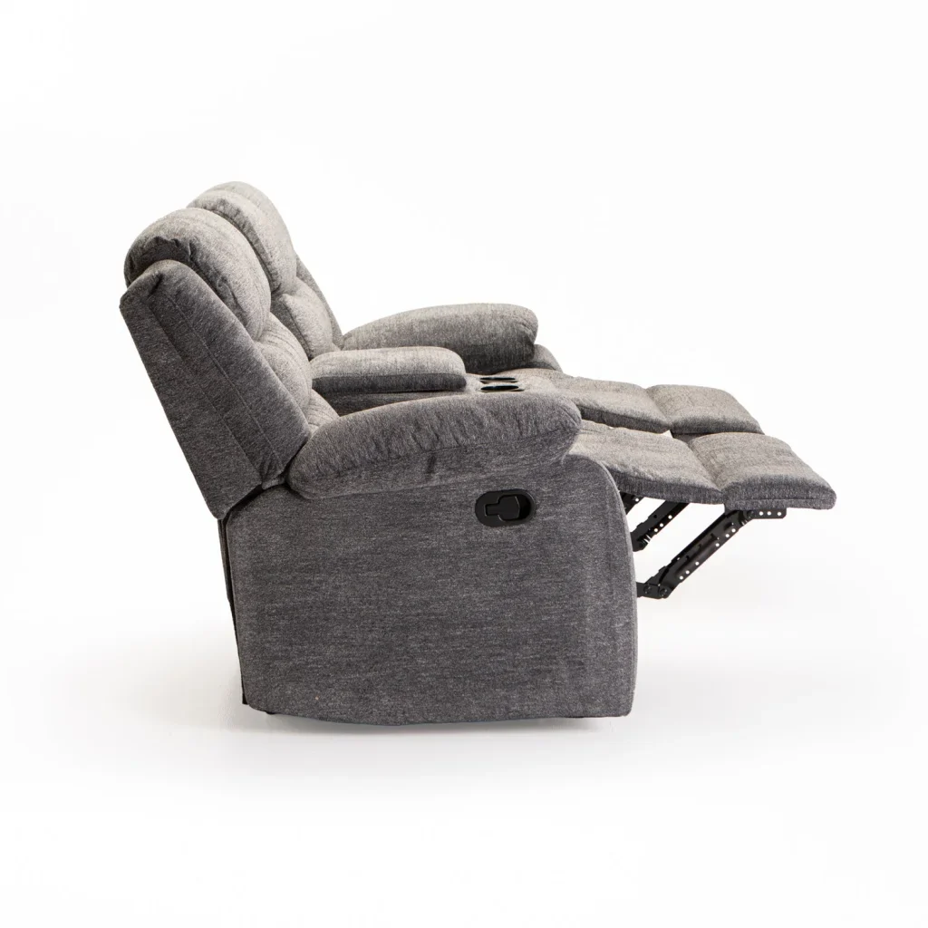 BAZ FABRIC 2 SEATER RECLINER WITH CONSOLE - GREY - Image 5
