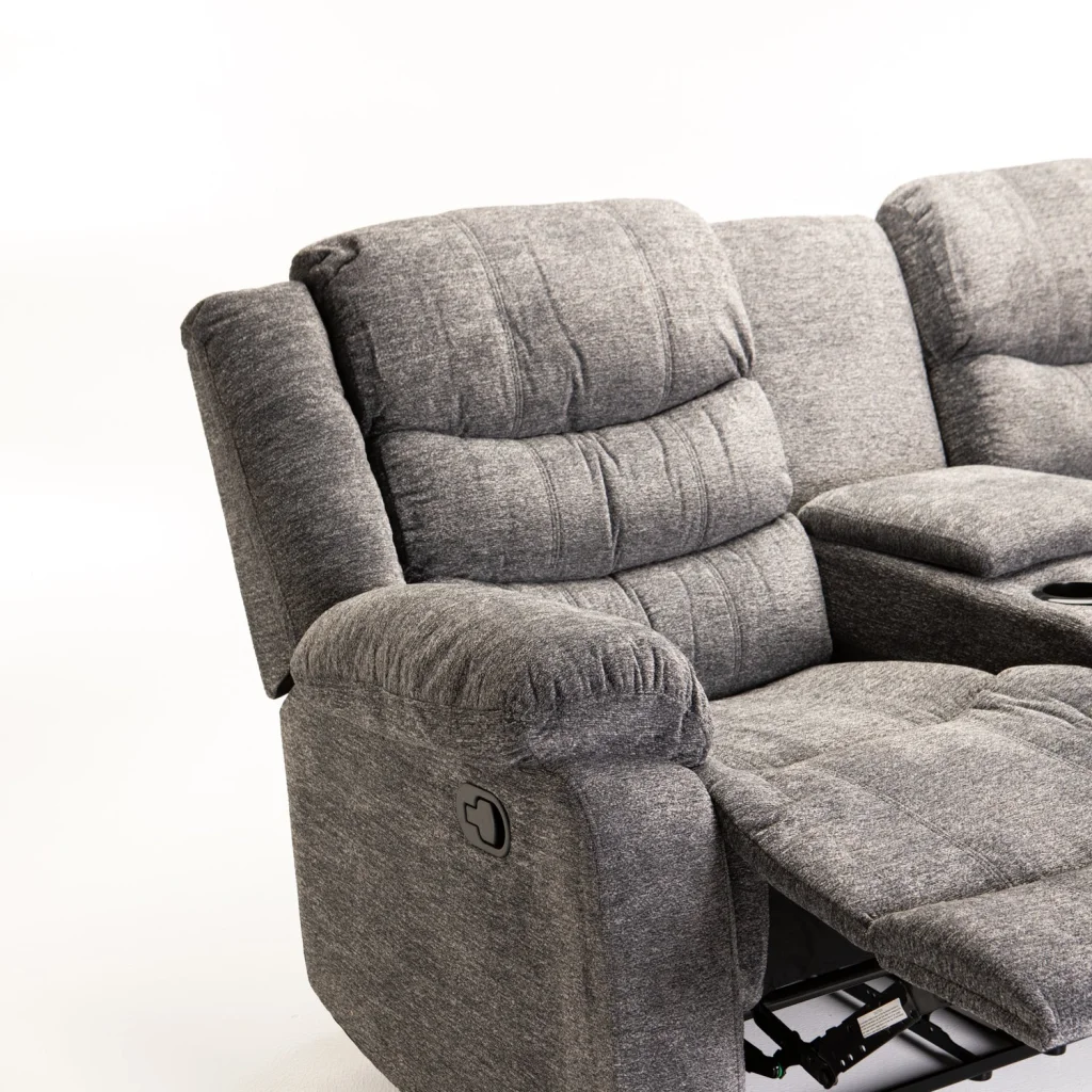 BAZ FABRIC 2 SEATER RECLINER WITH CONSOLE - GREY - Image 7