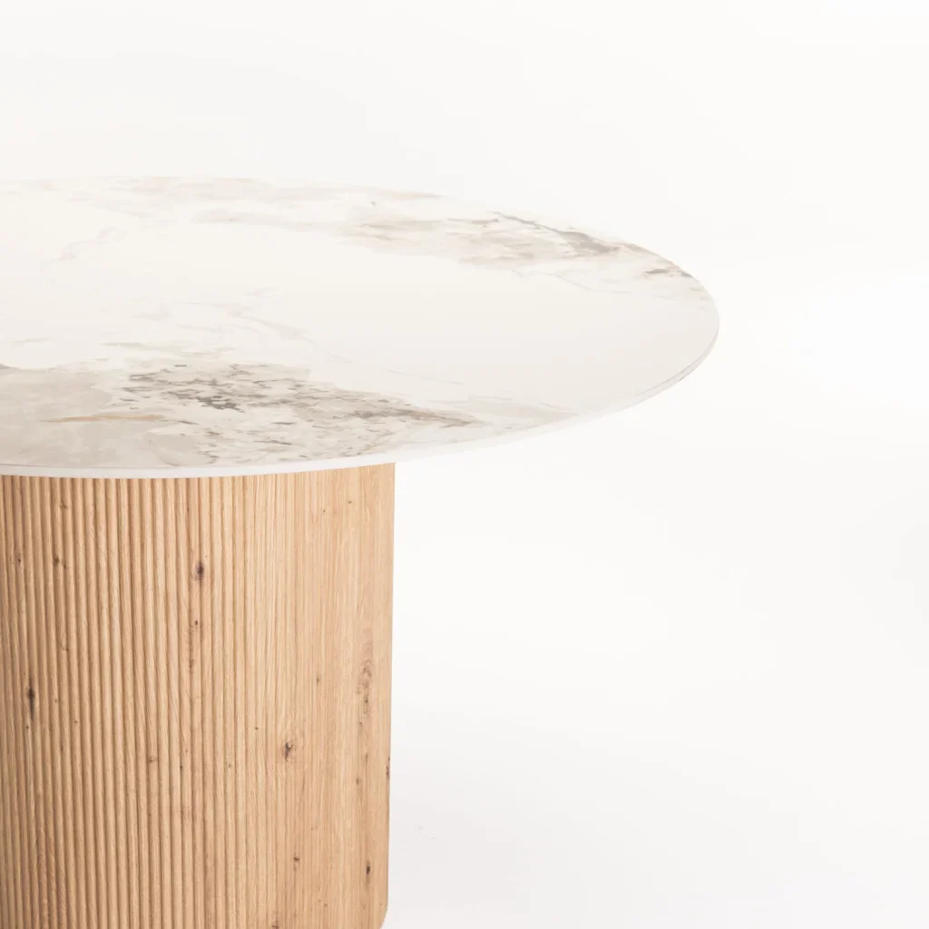 BELLE 120cm ROUND STONE TOP DINING TABLE - Image 2
