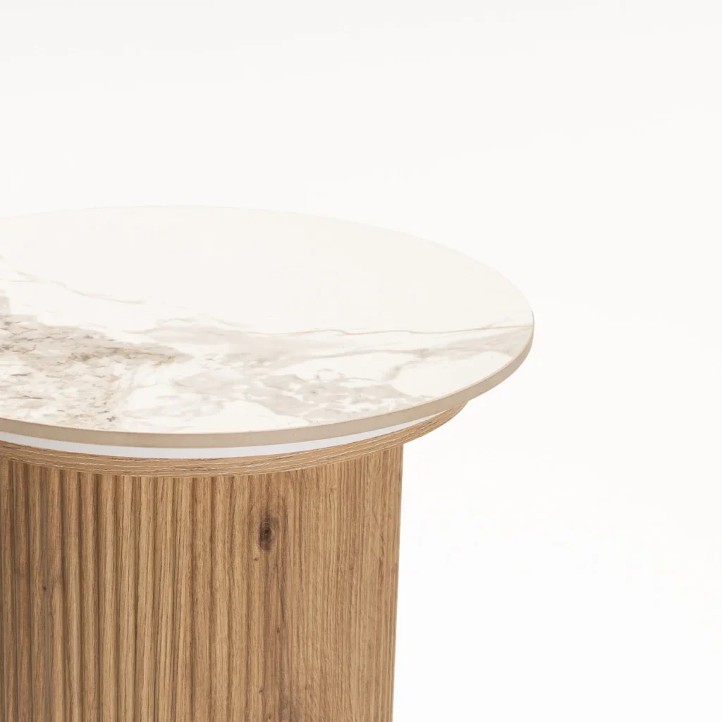 BELLE 45cm ROUND STONE TOP SIDE TABLE - Image 2
