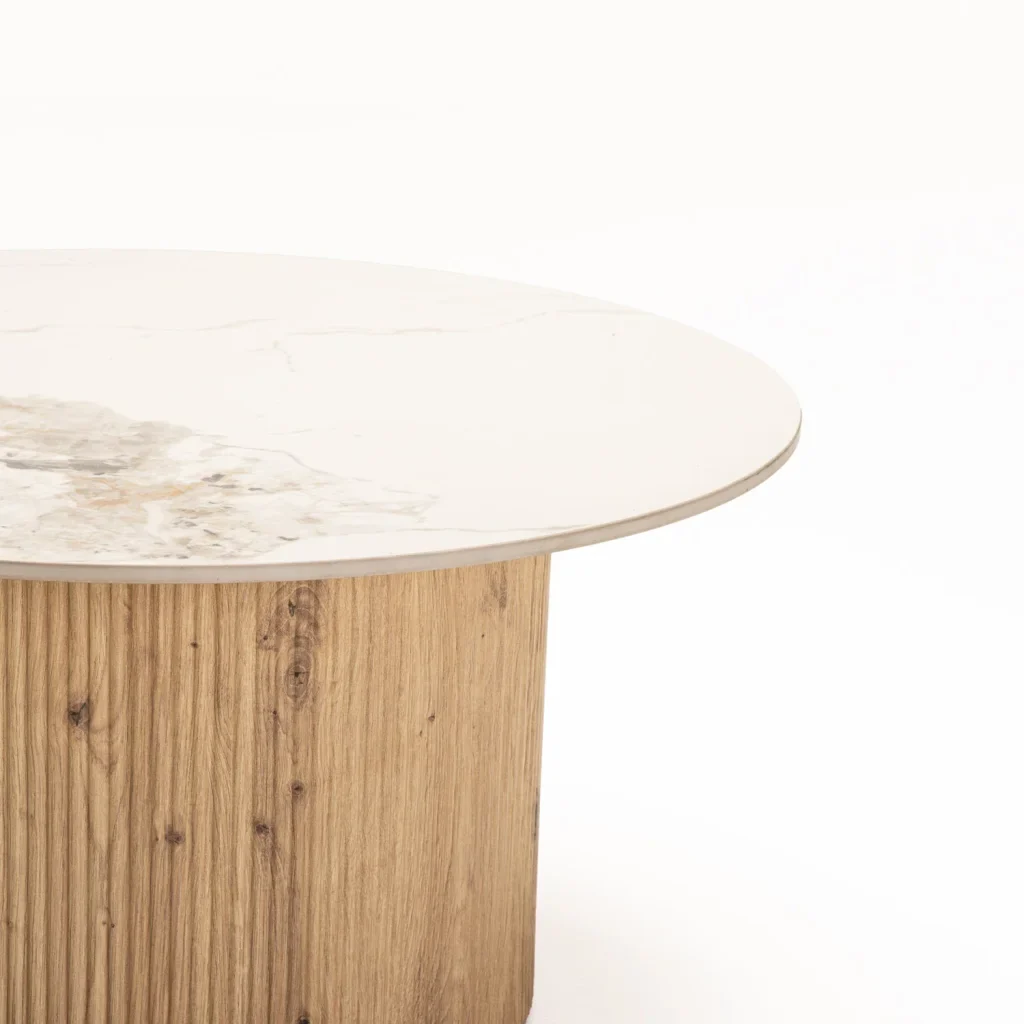 BELLE 80cm ROUND STONE TOP COFFEE TABLE - Image 2