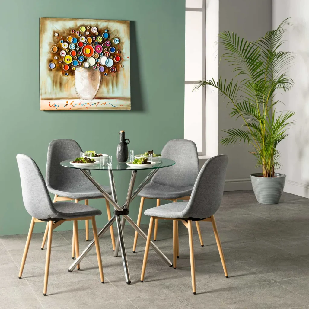 COTY 80cm ROUND GLASS TOP DINING TABLE - Image 2