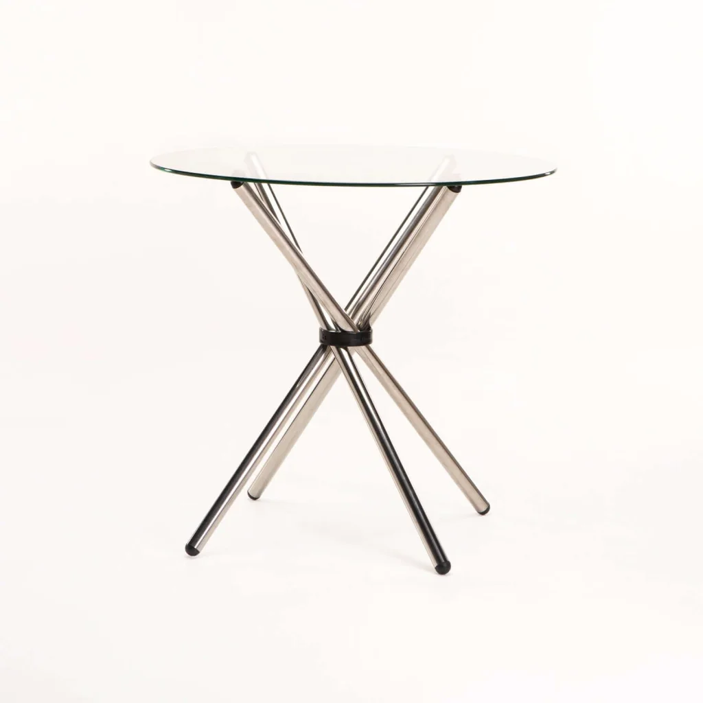 COTY 80cm ROUND GLASS TOP DINING TABLE - Image 3