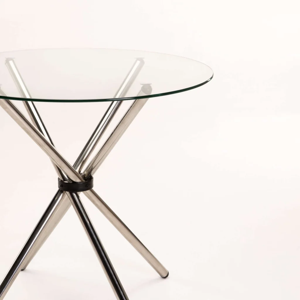 COTY 80cm ROUND GLASS TOP DINING TABLE - Image 4