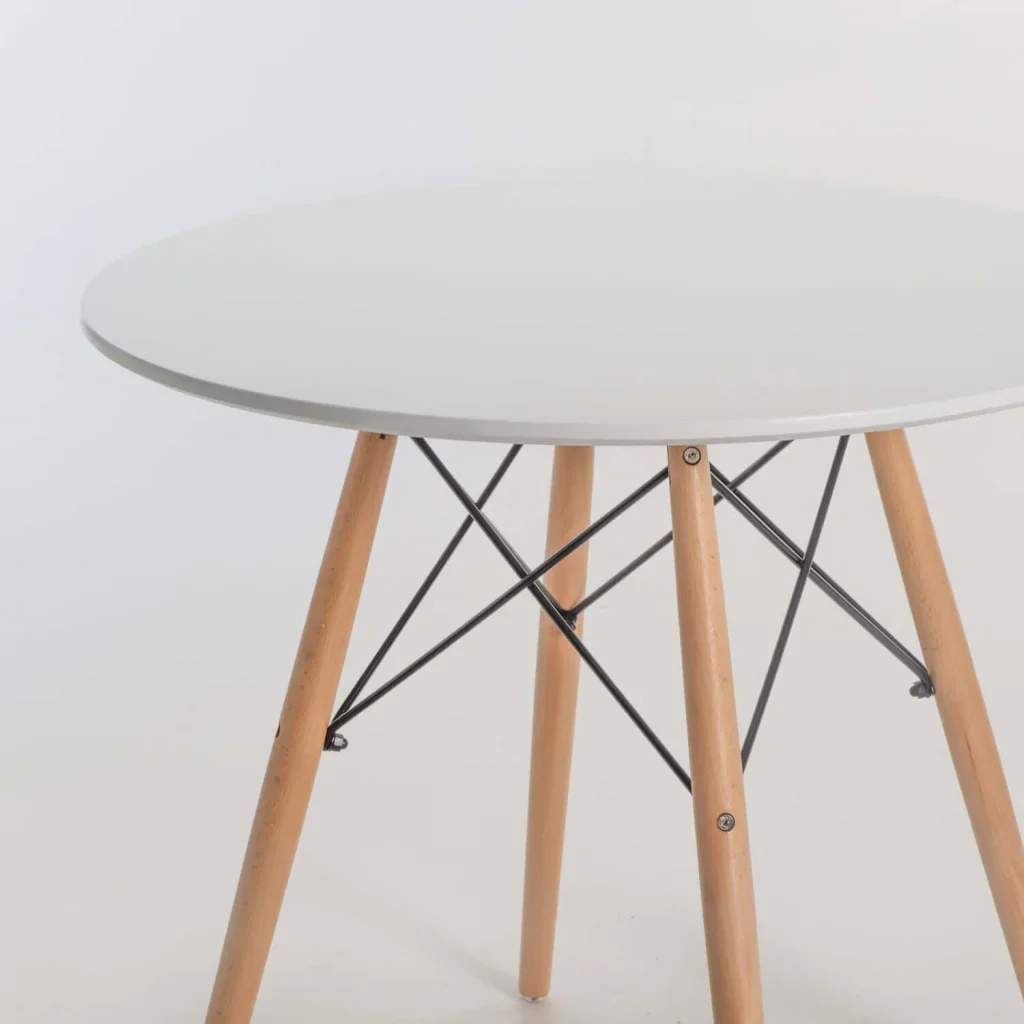 ELIA ROUND WOODEN LEG TABLE - Image 12
