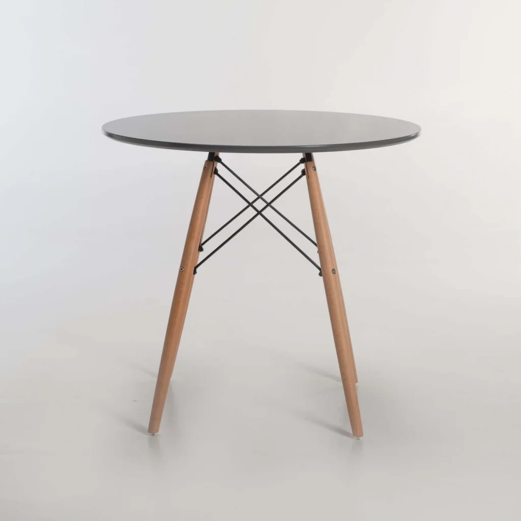 ELIA ROUND WOODEN LEG TABLE - Image 2