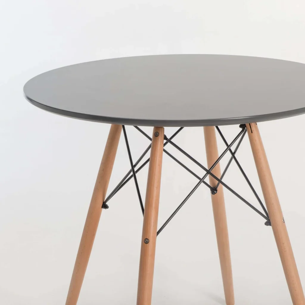 ELIA ROUND WOODEN LEG TABLE - Image 5