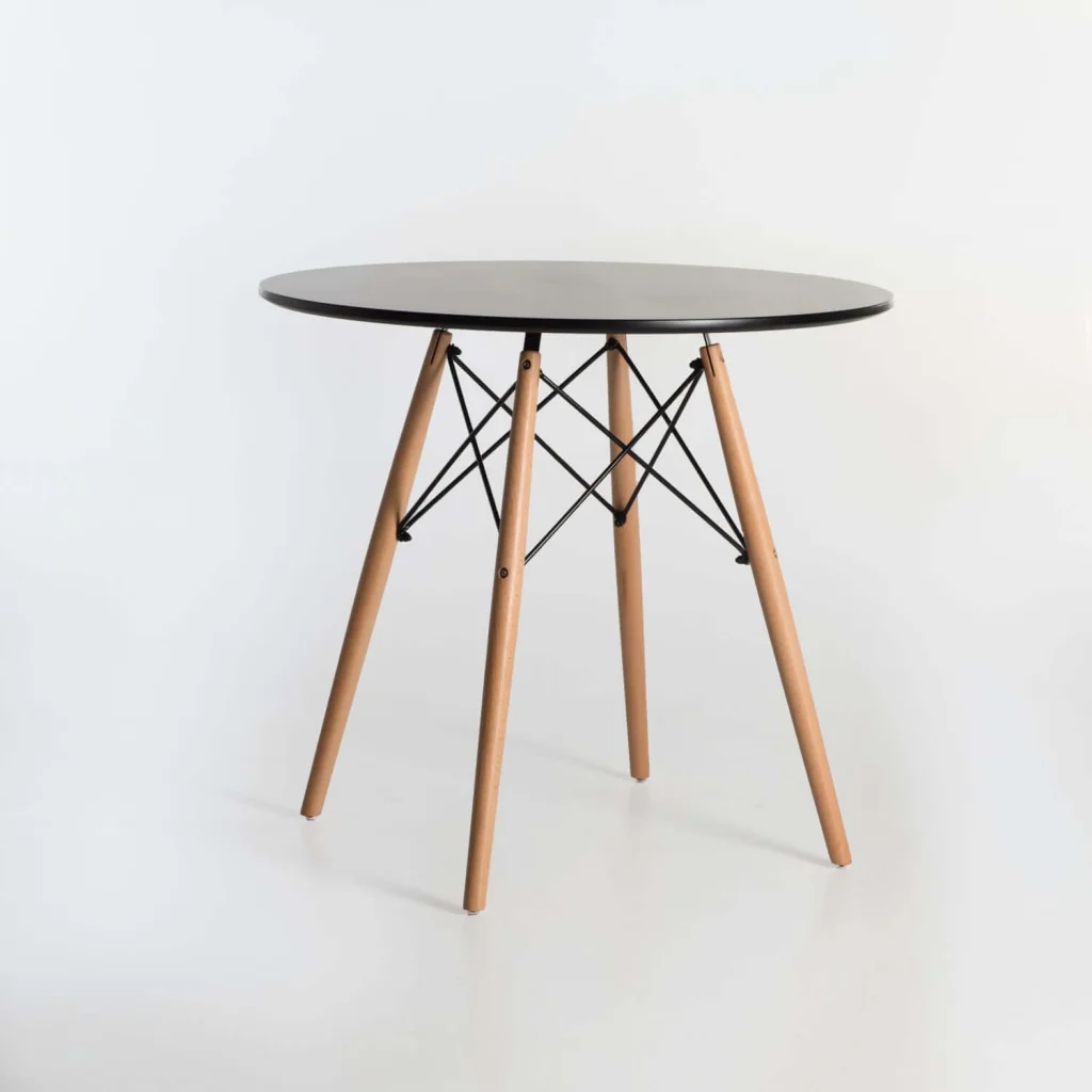 ELIA ROUND WOODEN LEG TABLE - Image 7