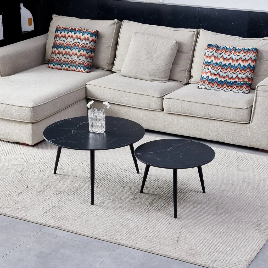FIA SET OF 2 STONE TOP COFFEE TABLE - Image 2
