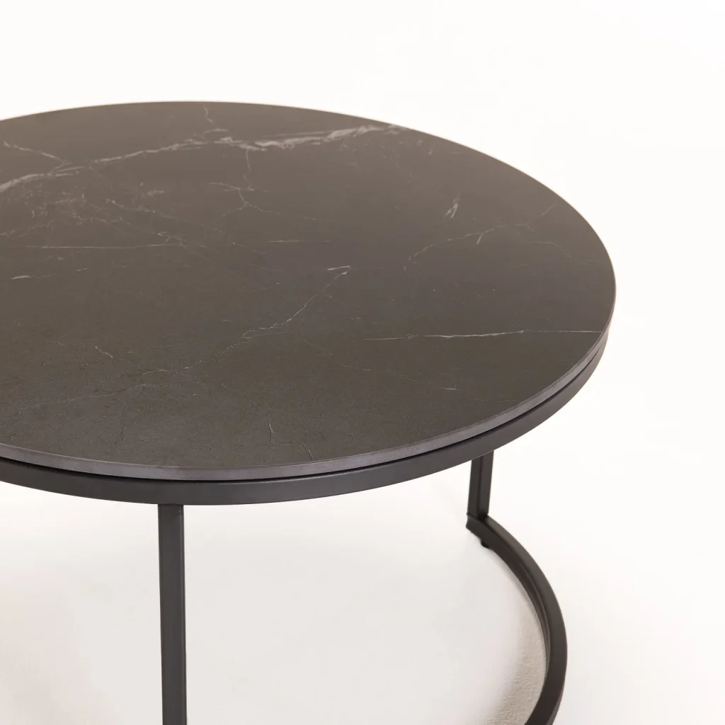 GIO SET OF 2 STONE TOP COFFEE TABLE - BLACK LEG - Image 12