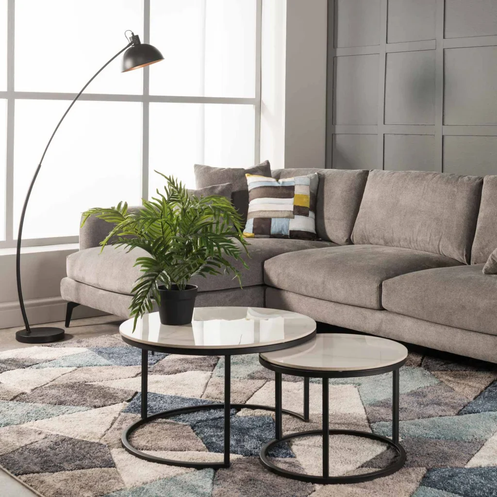 GIO SET OF 2 STONE TOP COFFEE TABLE - BLACK LEG - Image 2