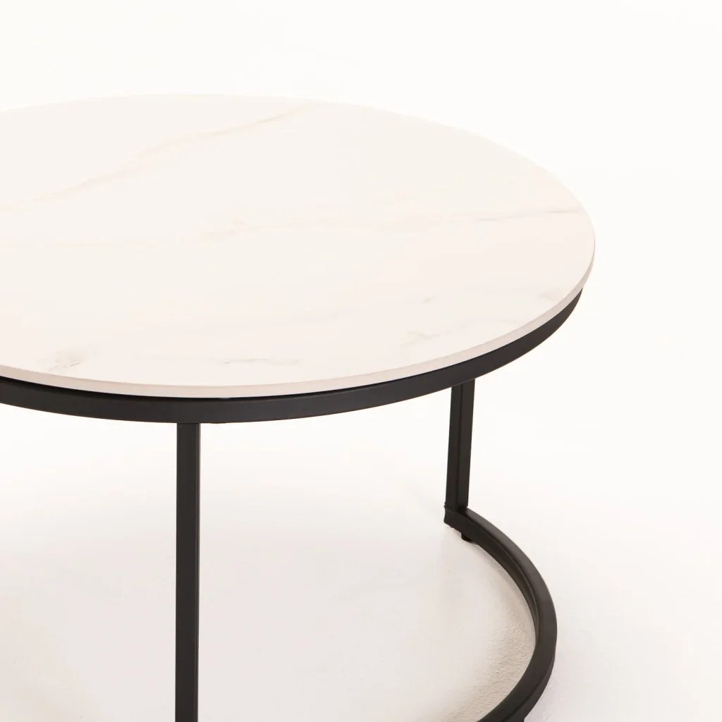 GIO SET OF 2 STONE TOP COFFEE TABLE - BLACK LEG - Image 6