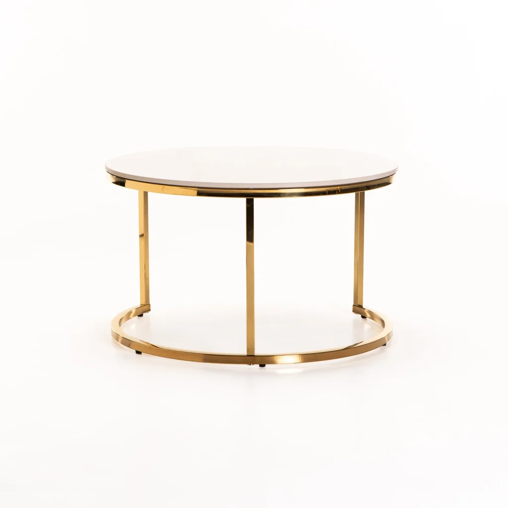 GIO SET OF 2 STONE TOP COFFEE TABLE - GOLD LEG - Image 4