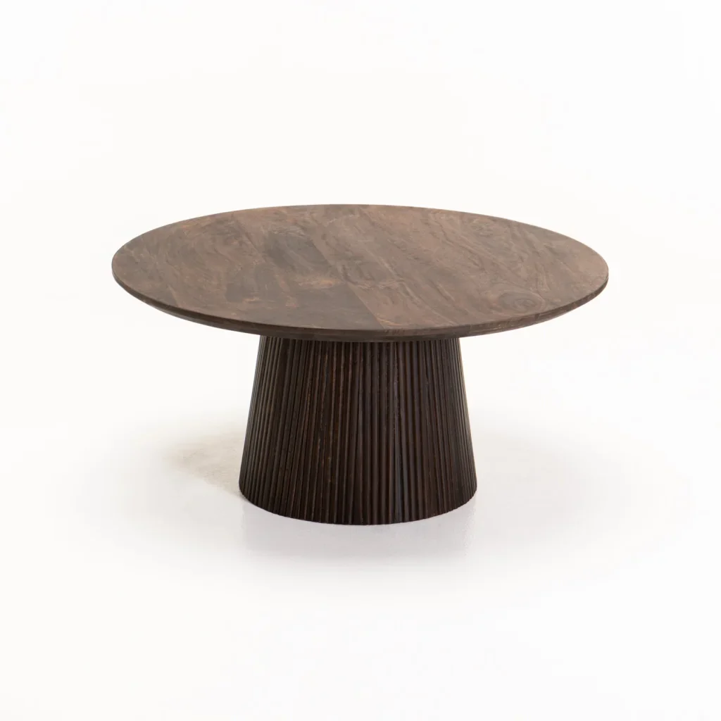 GOA 80cm ROUND SOLID WOOD COFFEE TABLE - Image 4