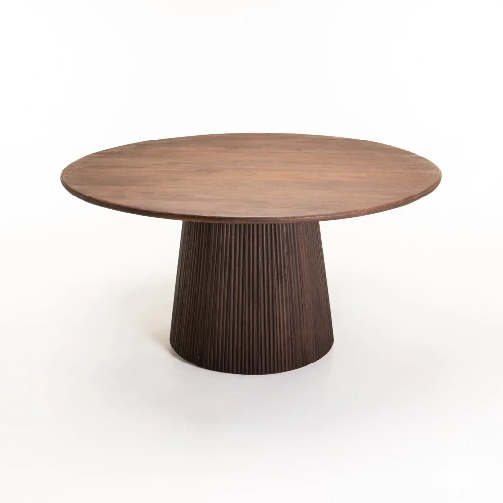JAYA 150cm ROUND SOLID WOOD DINING TABLE-DARK BROWN - Image 4