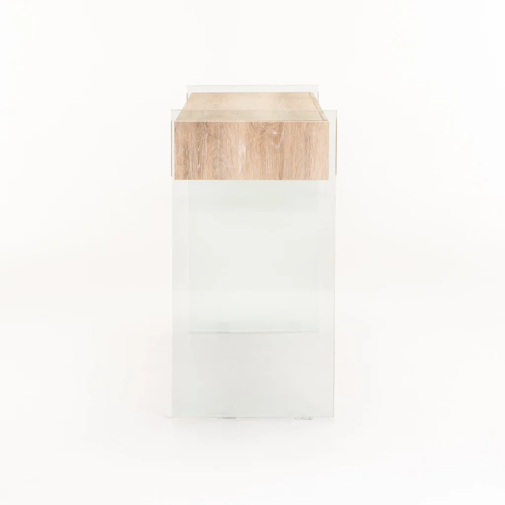 OPAL 110x40cm 12MM TEMPERED GLASS CONSOLE WITH DRAWERS - Image 3