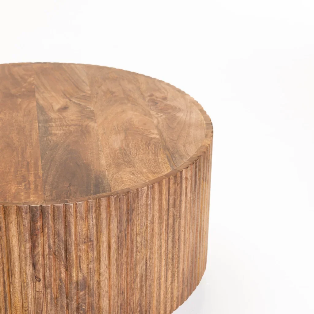KAVI 70cm ROUND SOLID WOOD COFFEE TABLE - Image 2