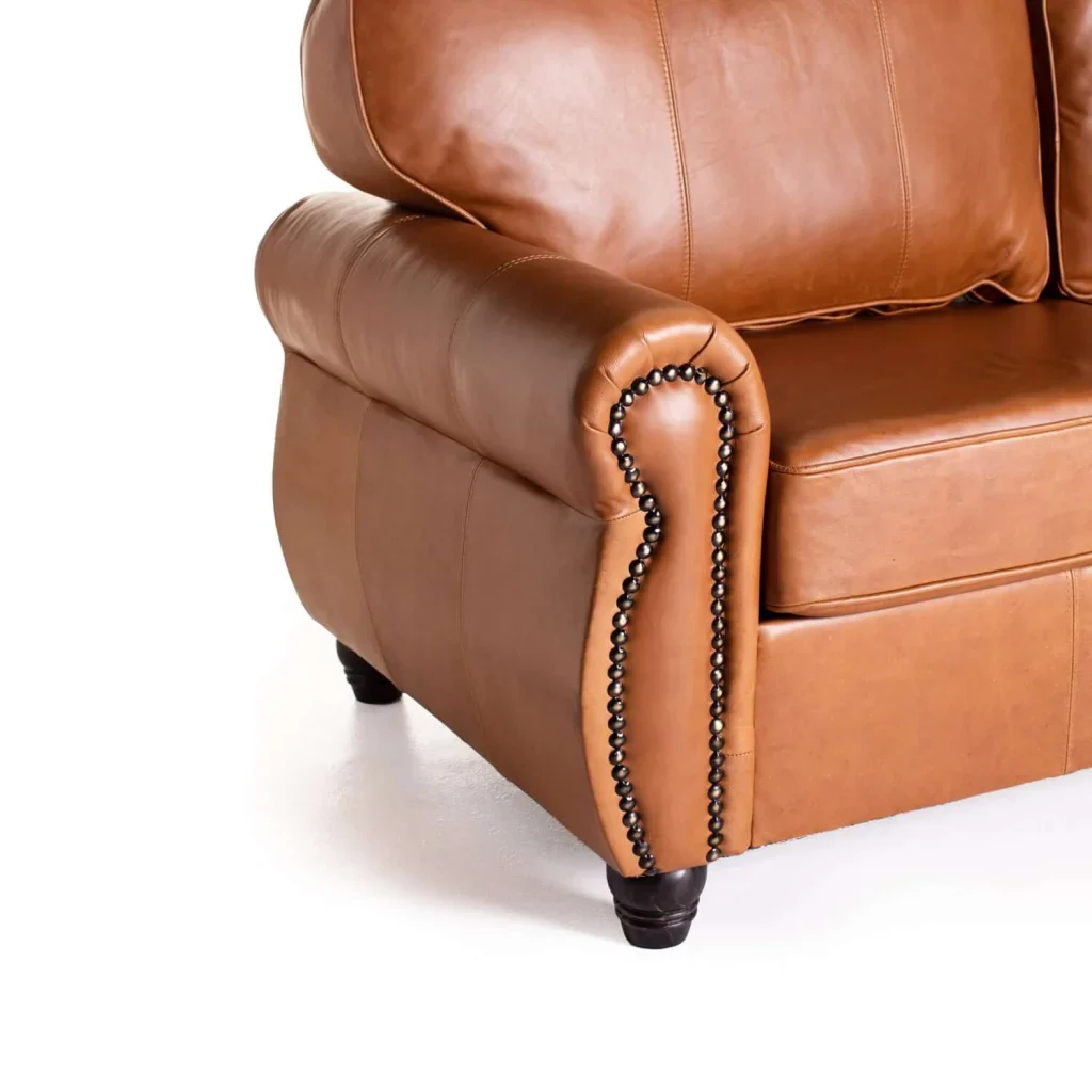 KINGSLEY GENUINE LEATHER 3 SEATER COUCH - Image 10