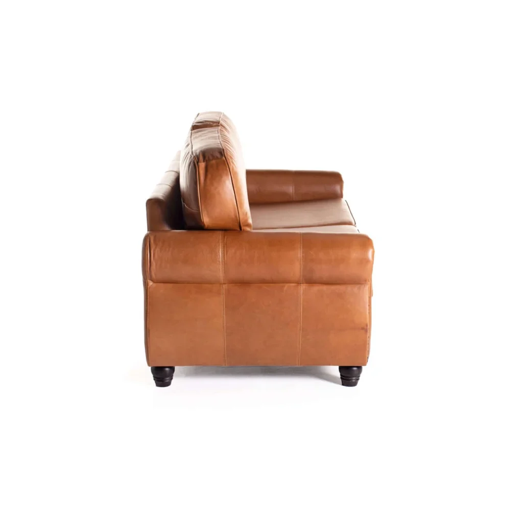 KINGSLEY GENUINE LEATHER 3 SEATER COUCH - Image 8