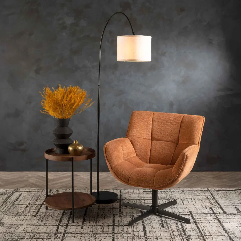FLOOR LAMP BLACK CURVED METAL ARC 180cm H - Image 2