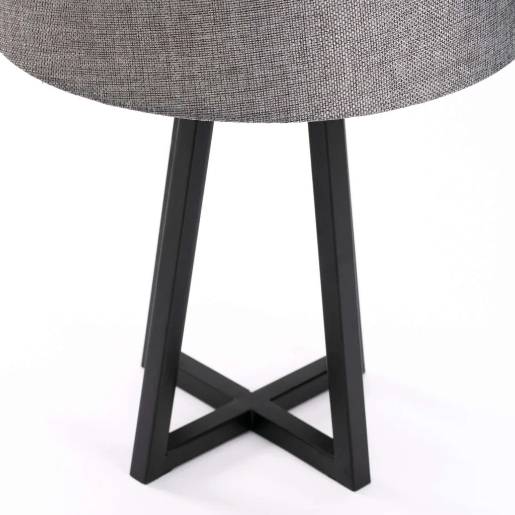 TABLE LAMP BLACK METAL BASE GREY FABRIC SHADE - Image 3