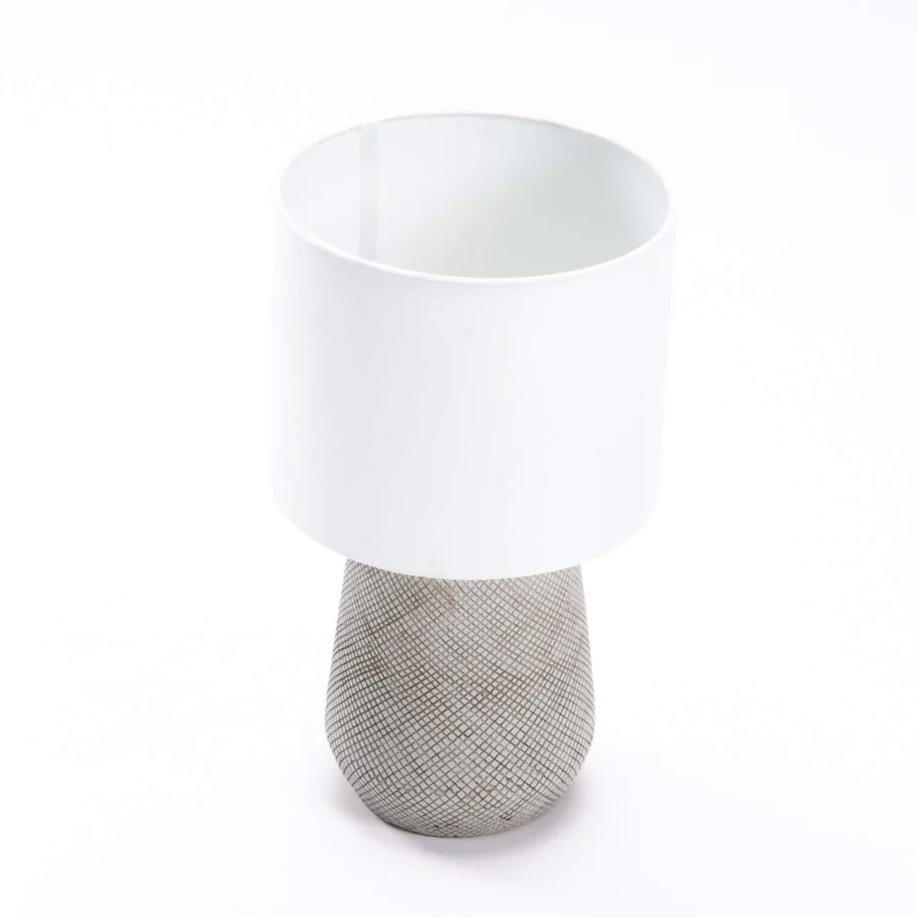 TABLE LAMP CROSSED BASE CREAM FABRIC SHADE - Image 2