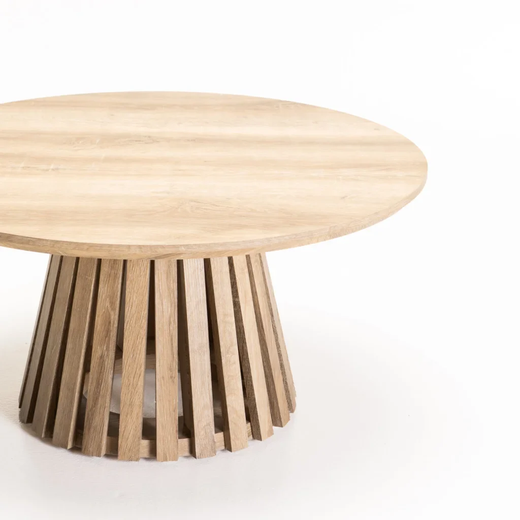 LOLA 80cm ROUND COFFEE TABLE - OAK - Image 2