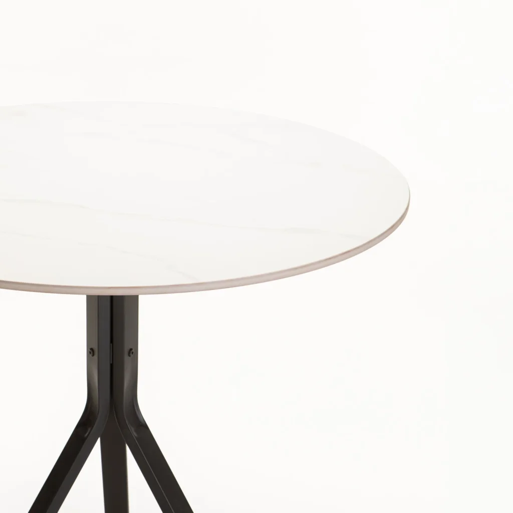 MONT 80cm ROUND STONE TOP DINING TABLE - WHITE - Image 4