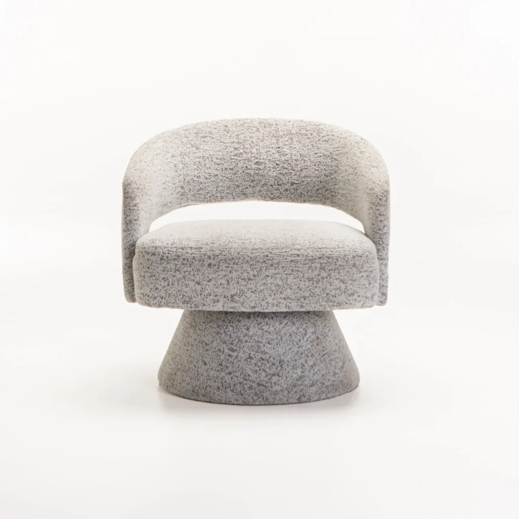 OLGA SPECKLED FABRIC SWIVEL CHAIR - LIGHT GREY - Image 2