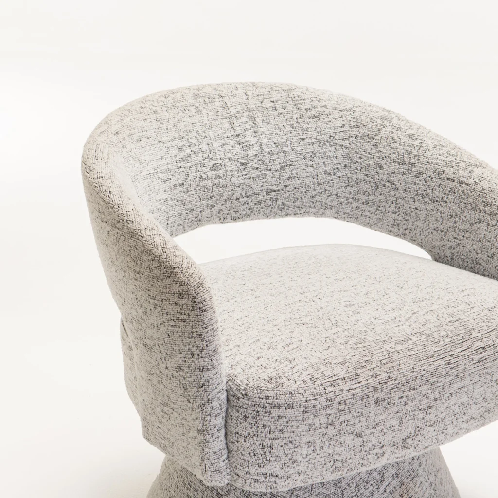 OLGA SPECKLED FABRIC SWIVEL CHAIR - LIGHT GREY - Image 5