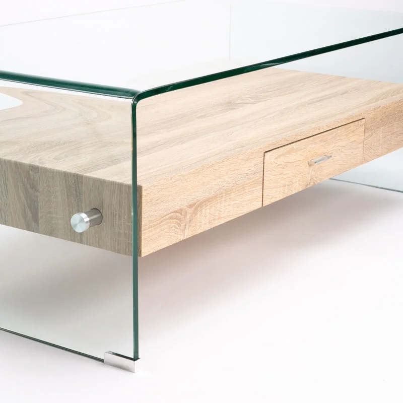 IVY 120x60cm 12MM TEMPERED GLASS COFFEE TABLE WITH DRAWER - Image 5