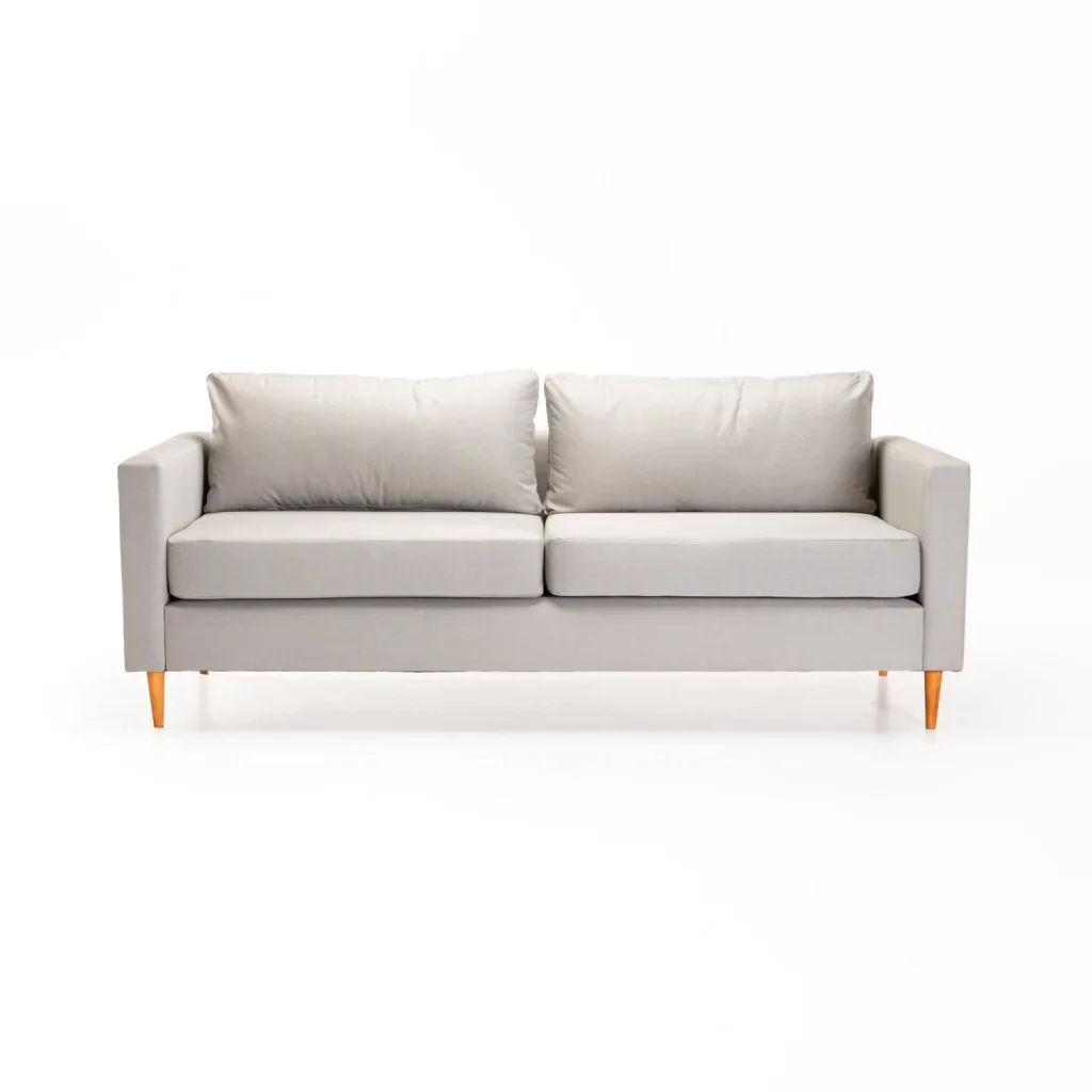 SANTINO FABRIC 3 SEATER COUCH - PLATINUM/NATURAL LEG - Image 2