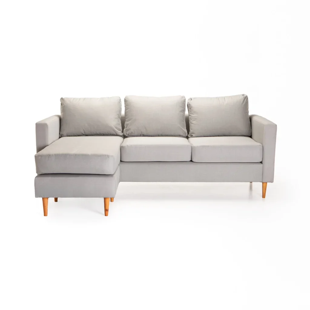 SANTINO FABRIC CORNER CHAISE - PLATINUM/NATURAL LEG - Image 2