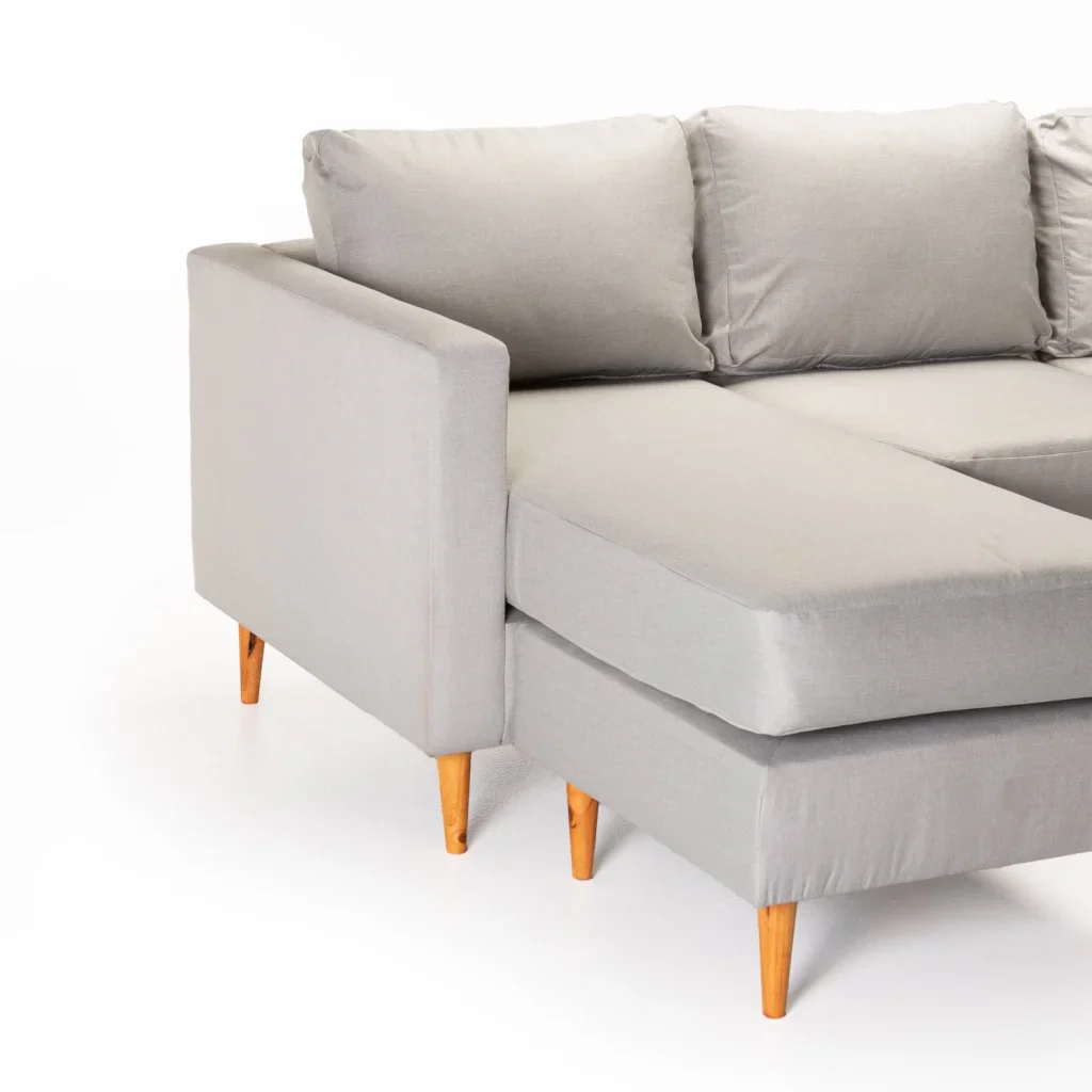 SANTINO FABRIC CORNER CHAISE - PLATINUM/NATURAL LEG - Image 5