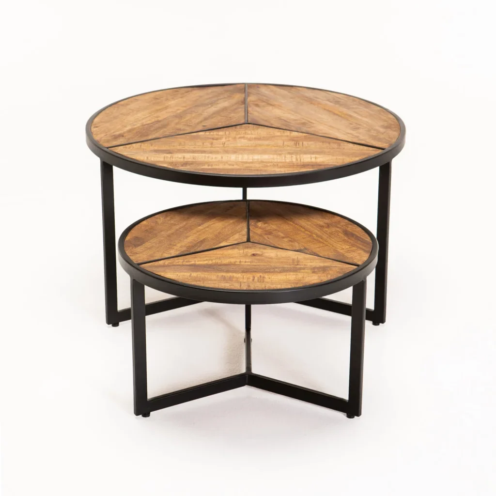 VEA SET OF 2 70/50cm SOLID WOOD COFFEE TABLE - Image 2