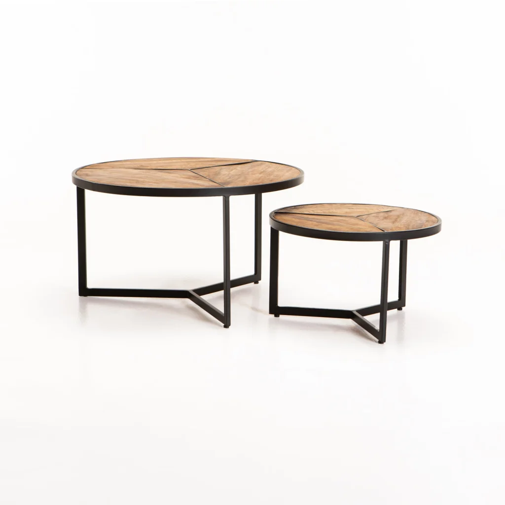 VEA SET OF 2 70/50cm SOLID WOOD COFFEE TABLE - Image 3