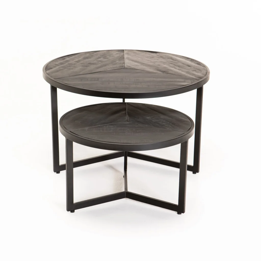 VEA SET OF 2 70/50cm SOLID WOOD COFFEE TABLE - Image 7