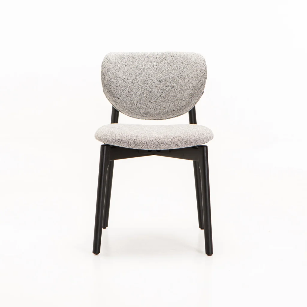 VIOLA WOODEN DINING CHAIR TEXTURED GREY WITH BLACK LEG - Image 2