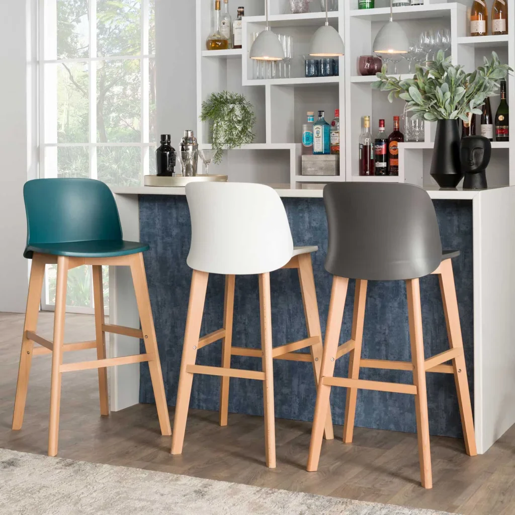 ZEN LUXURY WOODEN LEG KITCHEN STOOL - Image 2